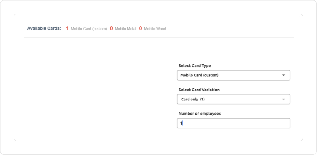 mobilo card selection