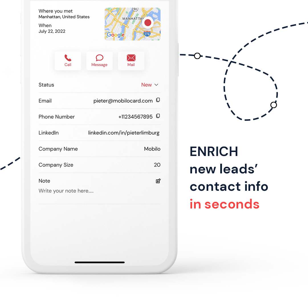 screenshot of mobilo lead enrichment feature