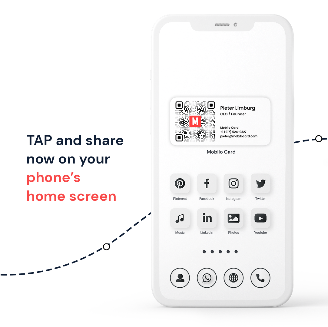screenshot of mobilo business card widget